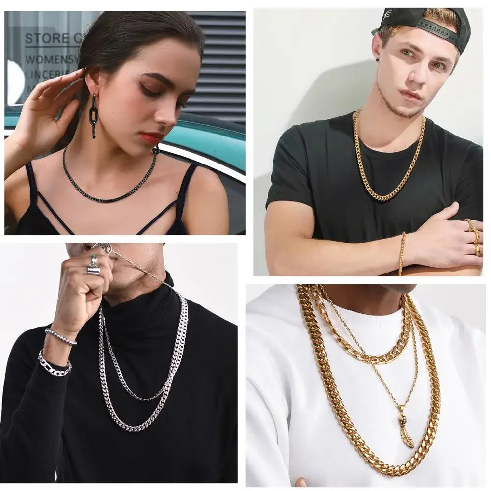 Stainless Steel Six-side Chain Necklace (free shipping)