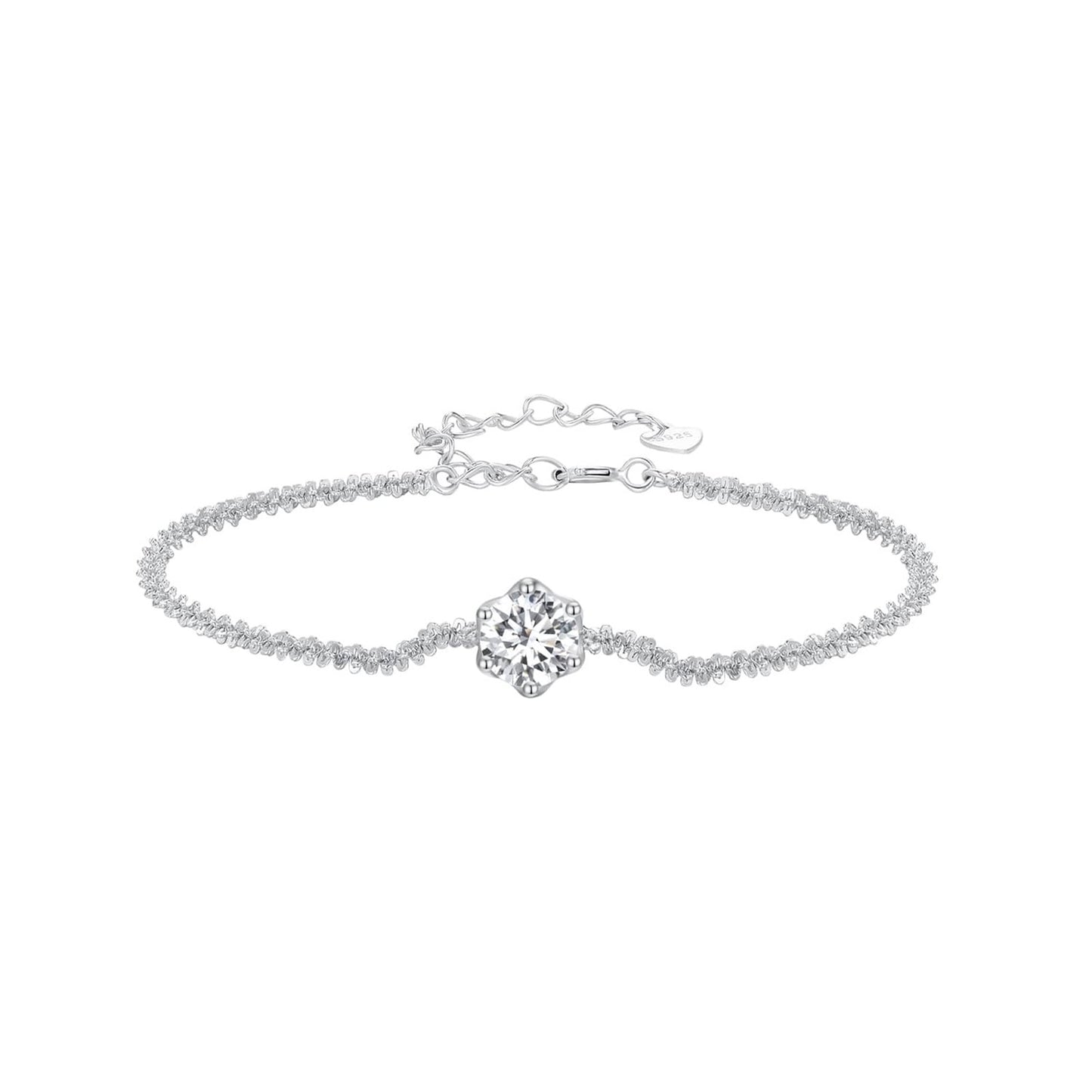 Ladies Bracelet with 1 Carat Elegant 925 Silver Diamonds Bracelet (Free delivery)