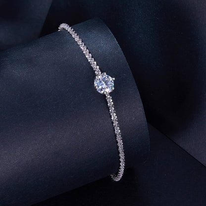 Ladies Bracelet with 1 Carat Elegant 925 Silver Diamonds Bracelet (Free delivery)