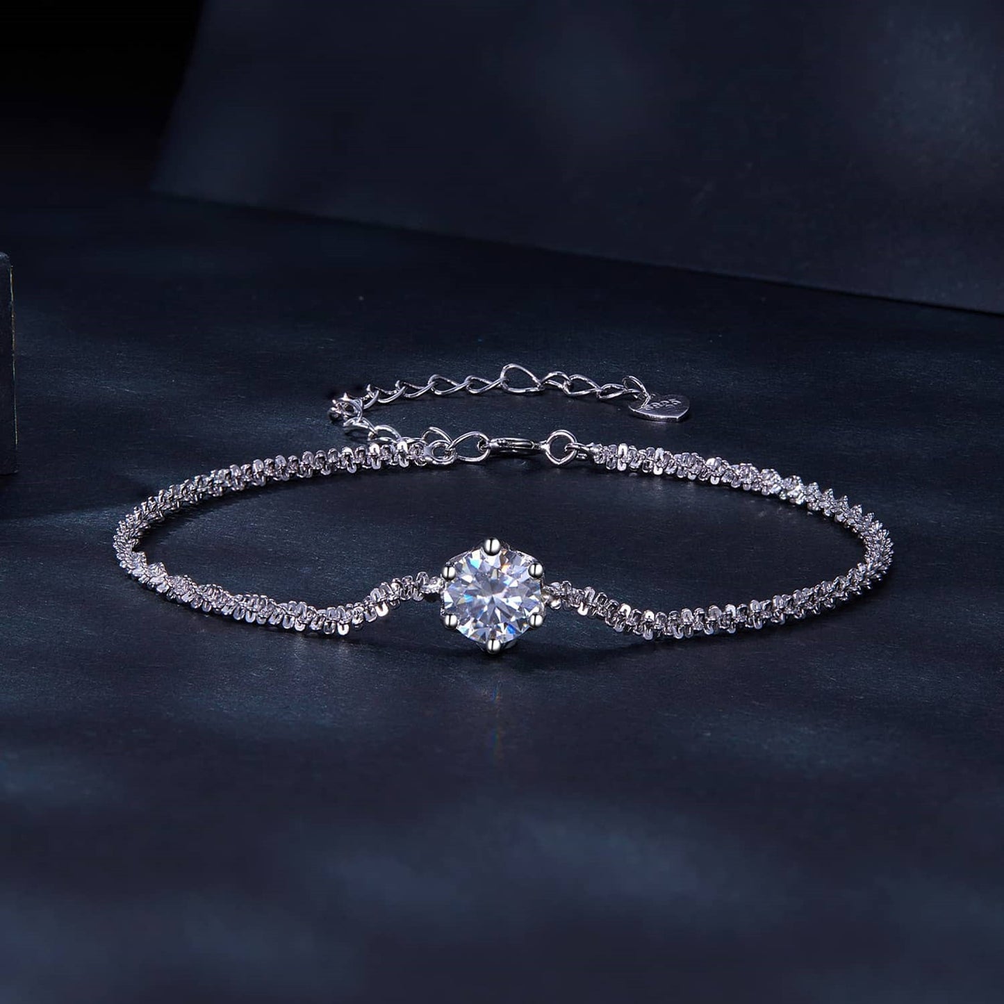 Ladies Bracelet with 1 Carat Elegant 925 Silver Diamonds Bracelet (Free delivery)