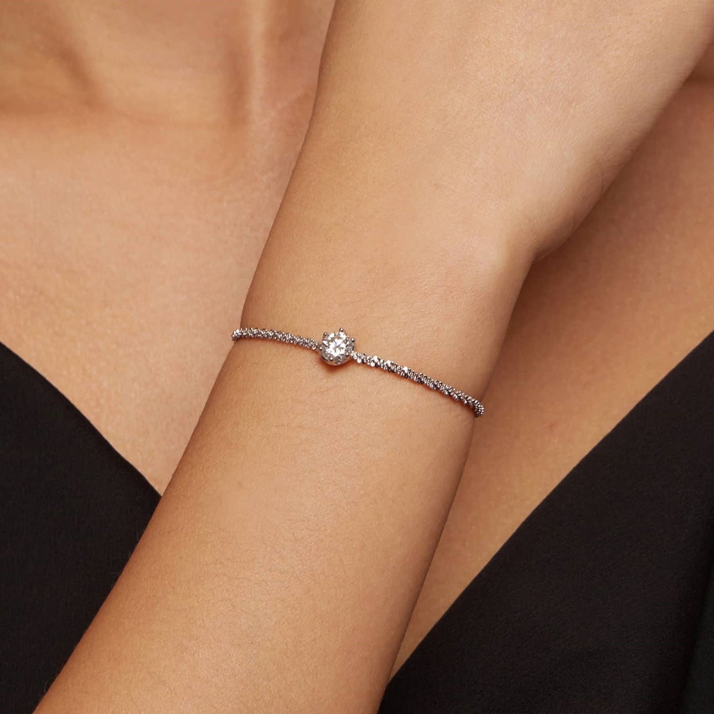 Ladies Bracelet with 1 Carat Elegant 925 Silver Diamonds Bracelet (Free delivery)