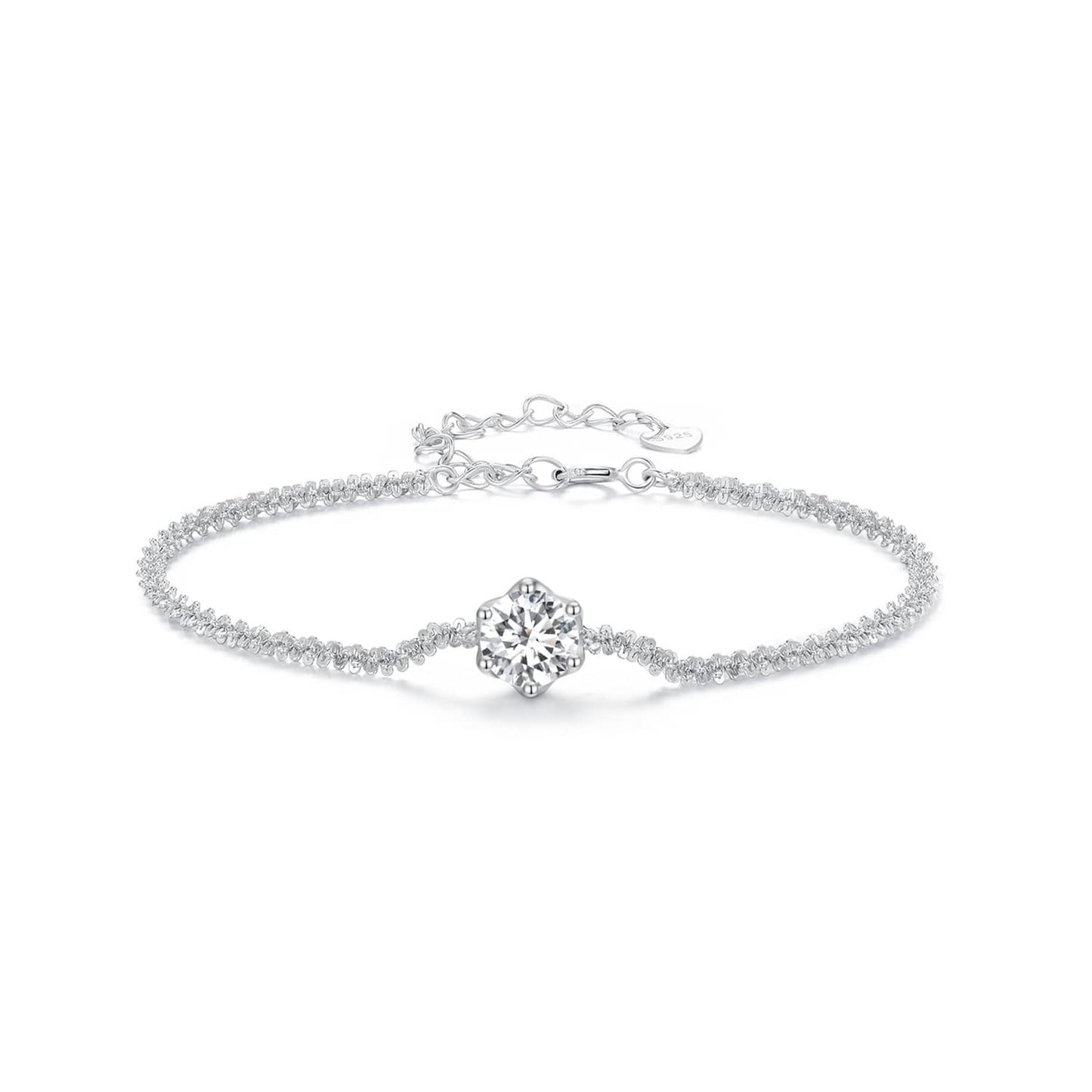 Ladies Bracelet with 1 Carat Elegant 925 Silver Diamonds Bracelet (Free delivery)