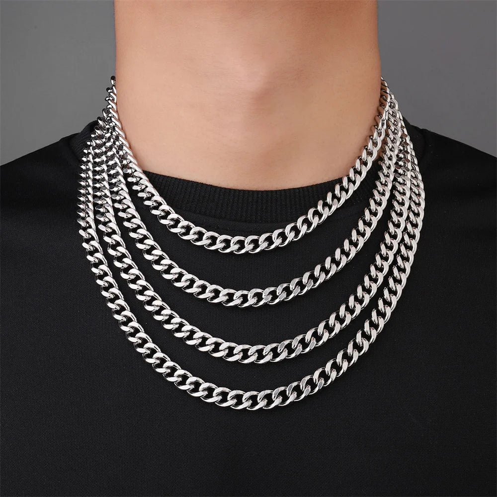 Heavy Silver Cuban Link Chain Necklace (free shipping)