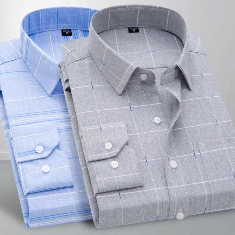 Plaid Shirt Business Casual Slim Fit Men's Long Sleeve Shirt (free shipping)