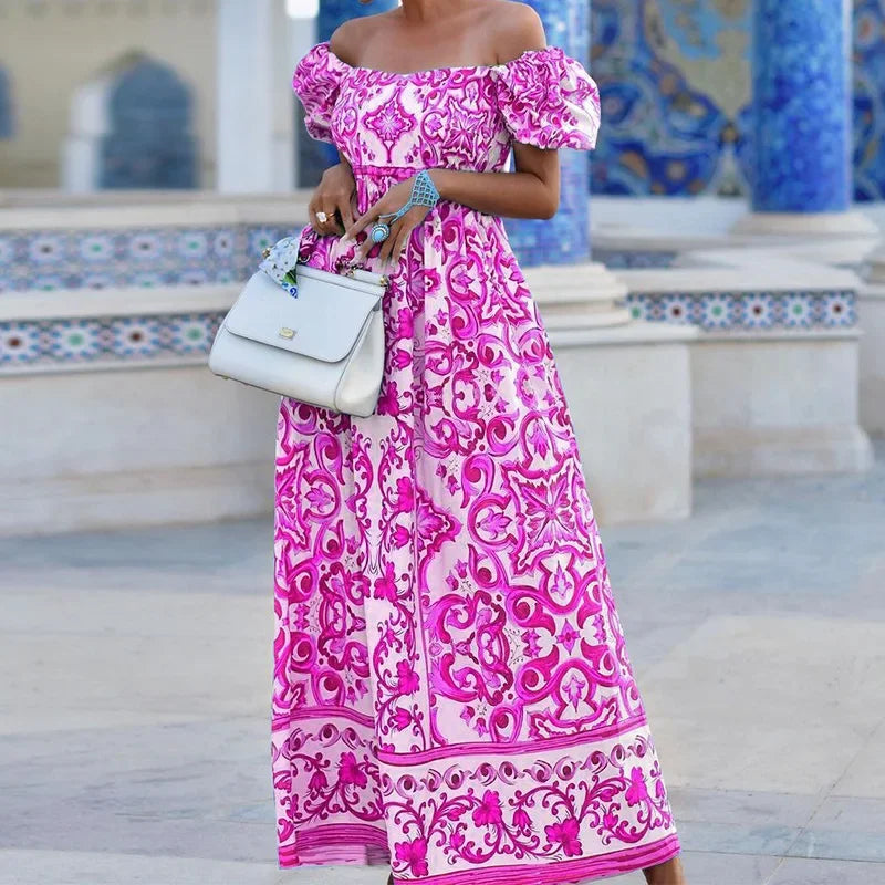 Elegant Summer Print Maxi Dress (free shipping)