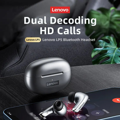 Original Lenovo LP5 Wireless Hifi Bluetooth Waterproof Earbuds Earphones Headphones With Mic