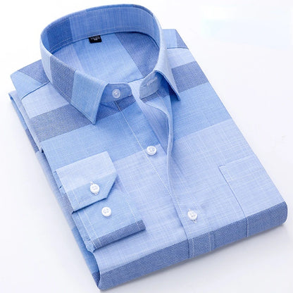 Plaid Shirt Business Casual Slim Fit Men's Long Sleeve Shirt (free shipping)