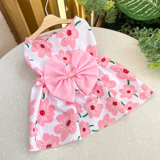 Spring Summer Dog Princess Dress Kitten Pet Skirt Cute Dog Dress Bow Lace for Small Medium Puppy Poodle Chihuahua