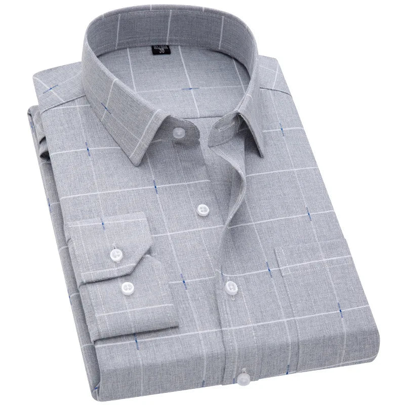 Plaid Shirt Business Casual Slim Fit Men's Long Sleeve Shirt (free shipping)