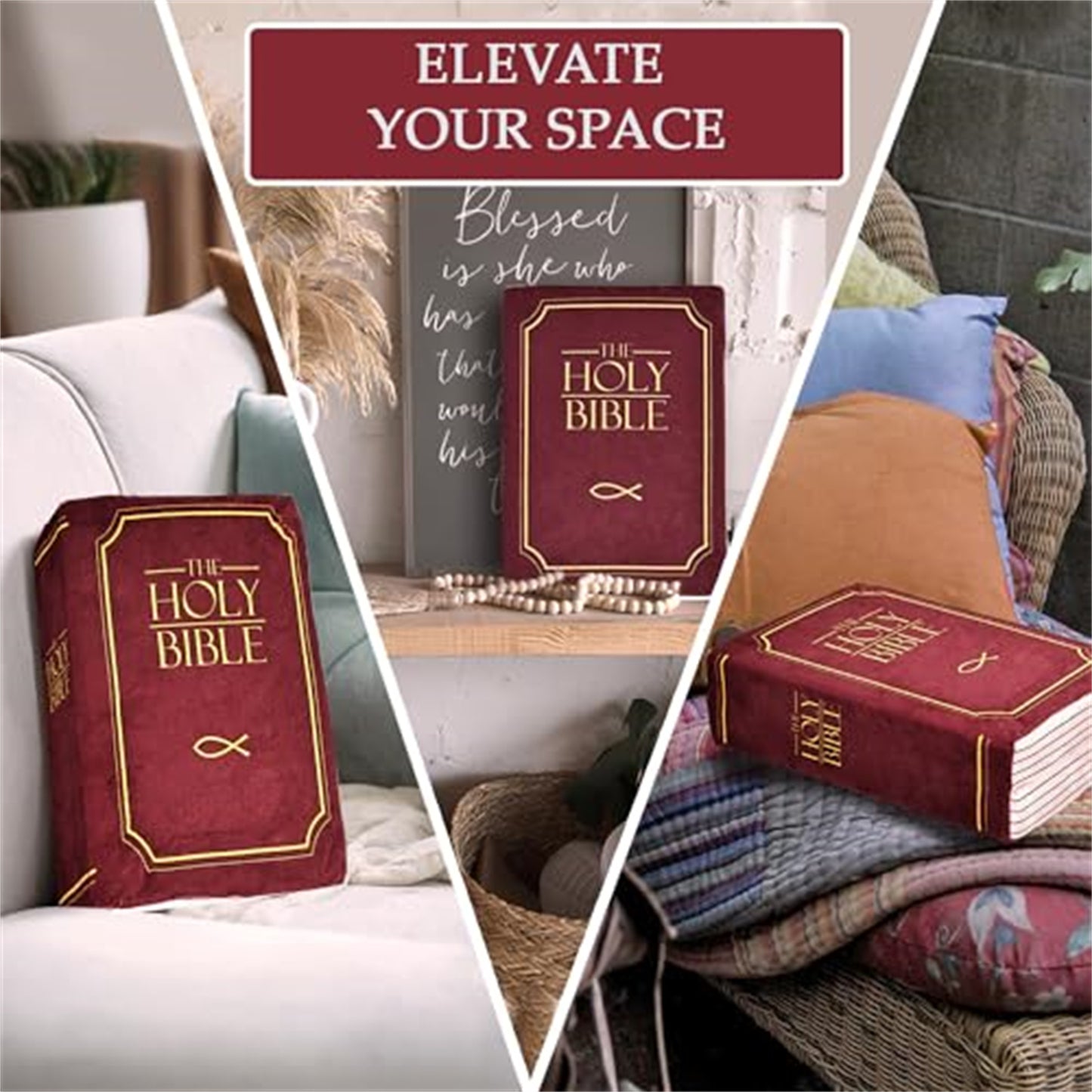 Memory Sponge Bible-Shaped Pillow - Soft Plush Toy and Christian Gift for Children